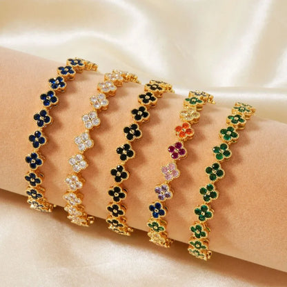 Crystal Flower Lucky Stainless Steel Bracelet