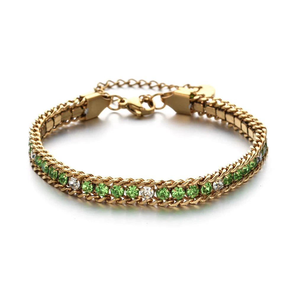 Gold Color Crystal Cubic Zirconia Bracelet