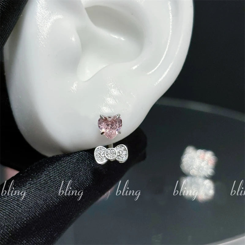 Bowknot Heart 316L Stainless Steel Annular Ear Bone Earring