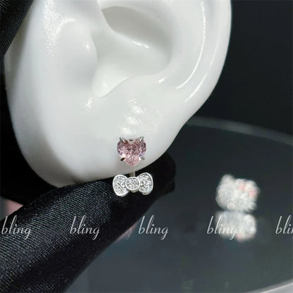 Bowknot Heart 316L Stainless Steel Annular Ear Bone Earring