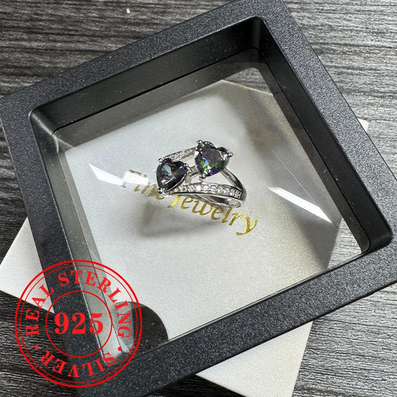 Double Heart CZ 925 Ring