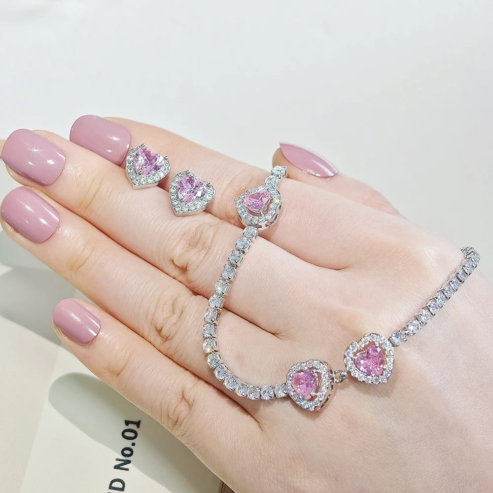 Pink Heart Necklace set