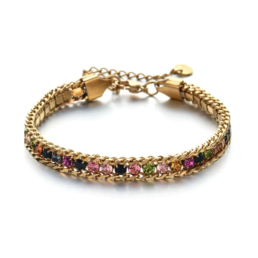 Gold Color Crystal Cubic Zirconia Bracelet