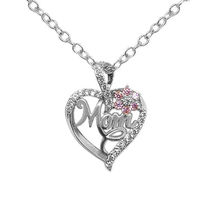 Mom Heart Necklace, Rhinestone Heart Pendant, Perfect Mother's Day Gift & Light Luxury Clavicle Chain