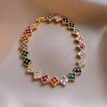 Crystal Flower Lucky Stainless Steel Bracelet