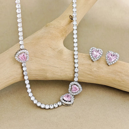 Pink Heart Necklace set