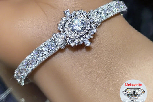 Luxury Moissanite Open Bangles 925 Sterling Silver