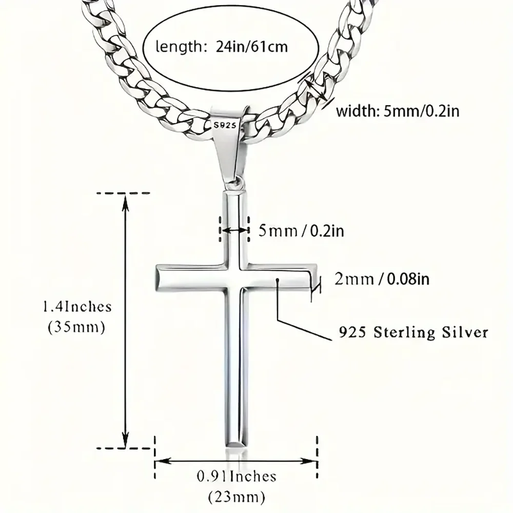 925 Sterling Silver Cross Necklace