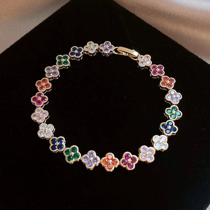 Crystal Flower Lucky Stainless Steel Bracelet