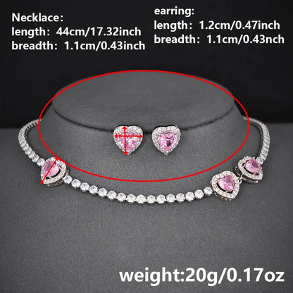 Pink Heart Necklace set