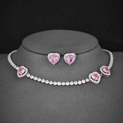Pink Heart Necklace set