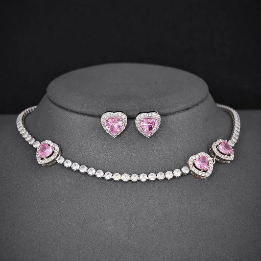 Pink Heart Necklace set