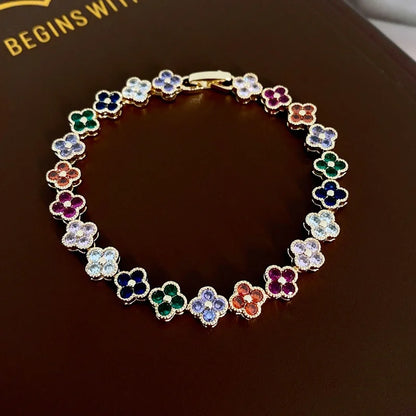 Crystal Flower Lucky Stainless Steel Bracelet