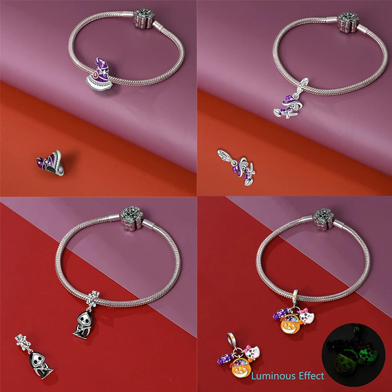 Halloween Luminous Charms Bead 925 Sterling Silver