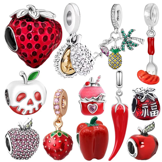 Fruit Charm Beads 925 Sterling Silver