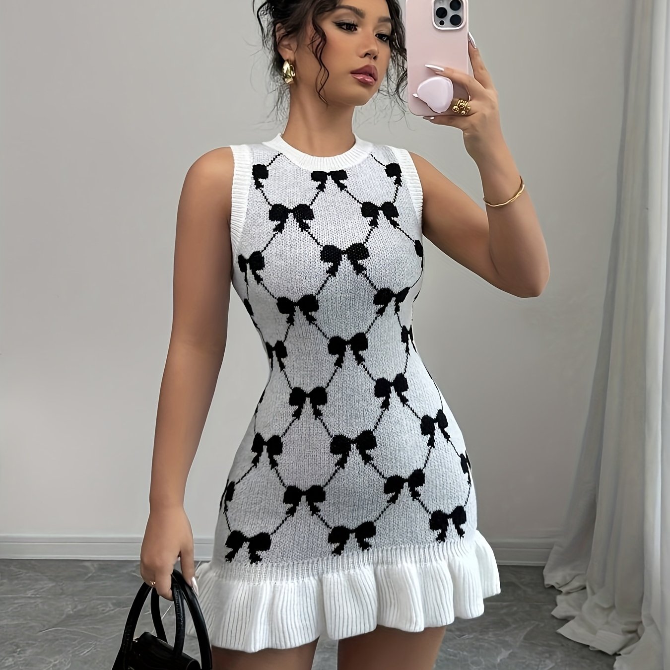 Elegant Bow Knitwear Sweater Dress