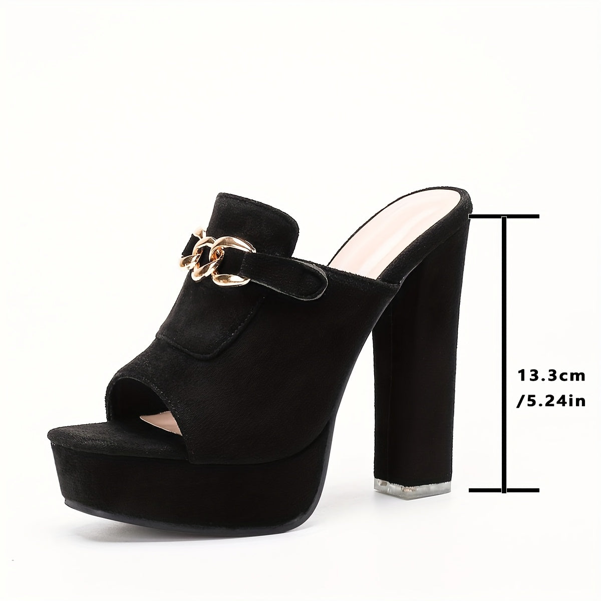 High-Heeled Sandals, Featuring Eye-Catching Golden Chain Buckles.