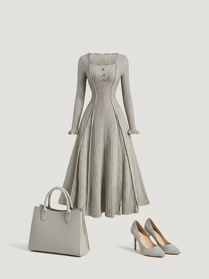 Elegant Fitted A-Line Maxi Dress