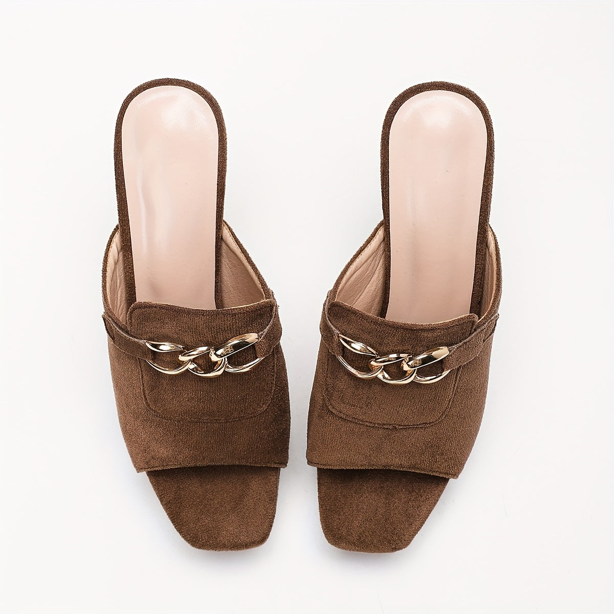 High-Heeled Sandals, Featuring Eye-Catching Golden Chain Buckles.