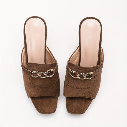 High-Heeled Sandals, Featuring Eye-Catching Golden Chain Buckles.