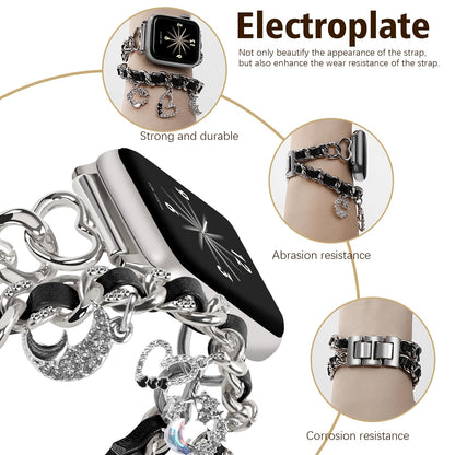 Stylish Heart-Themed Metal Strap Bracelet with a Cowboy Chain Design for The for iwatch Ultra 2, Compatible with for apple Watch Series 10/9/8/7/6/5/4/3/SE, Suitable for Women in Sizes 38/40/41/42/44/45/46/49Mm