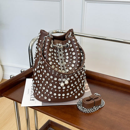 Bucket Bag with Rivet Punk Style