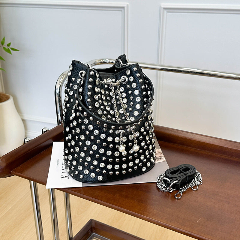 Bucket Bag with Rivet Punk Style
