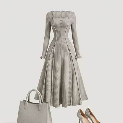 Elegant Fitted A-Line Maxi Dress