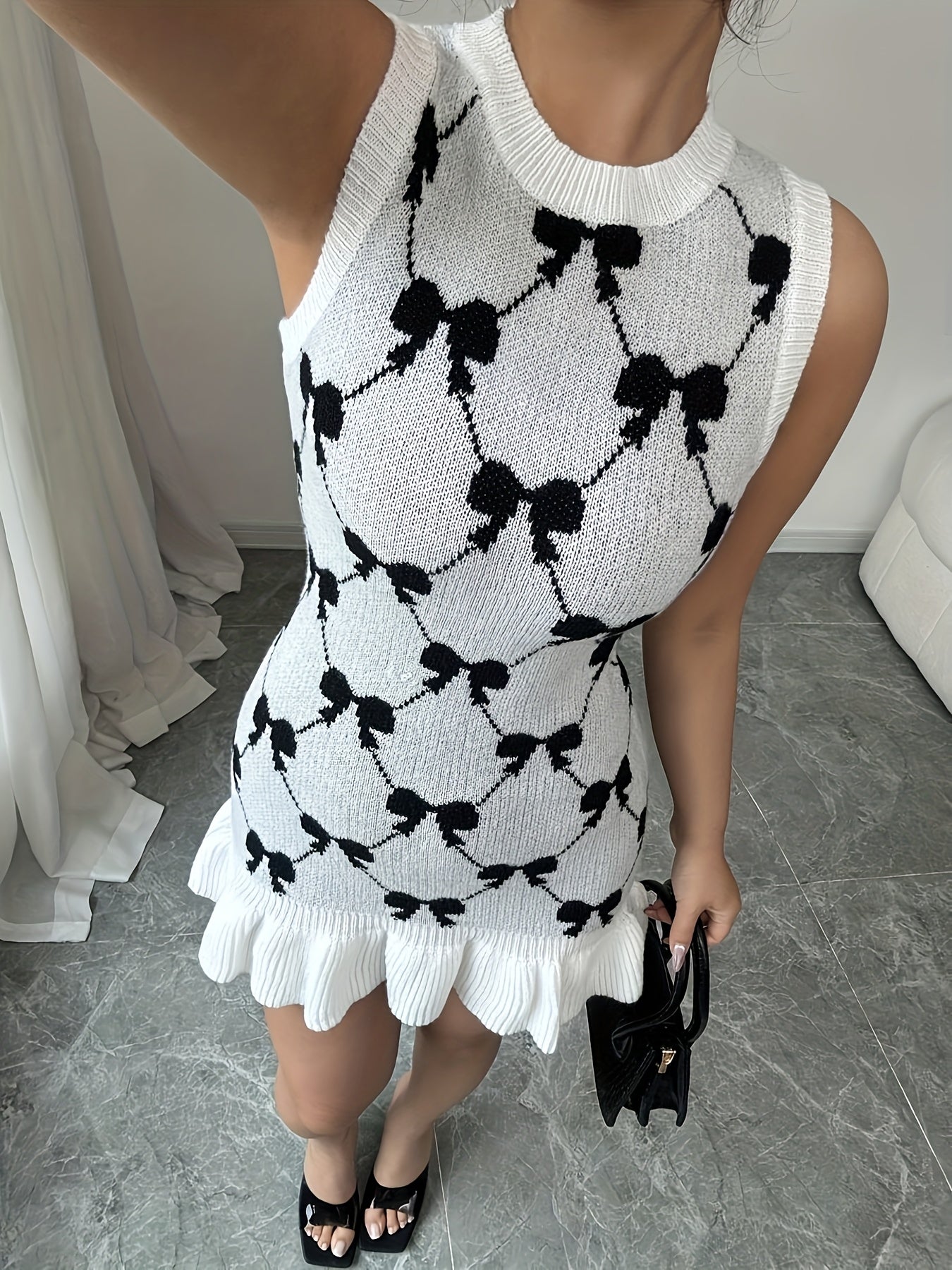 Elegant Bow Knitwear Sweater Dress