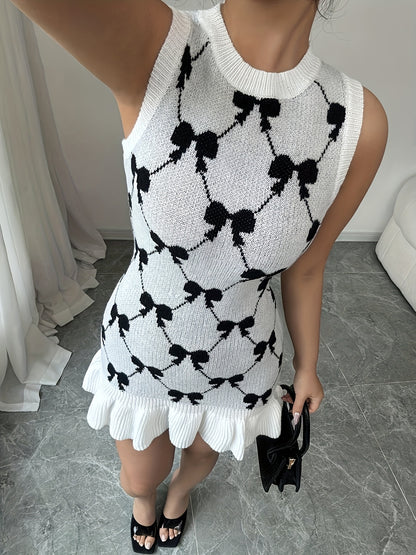 Elegant Bow Knitwear Sweater Dress