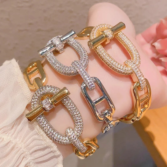 MyClosetAid novelty bracelet set with gold and silver tones encrusted with sparkling crystals