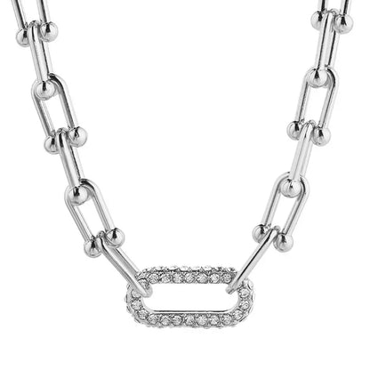 MyClosetAid silver chain necklace with diamond-studded link showcasing diamond jewelry engagement rings style