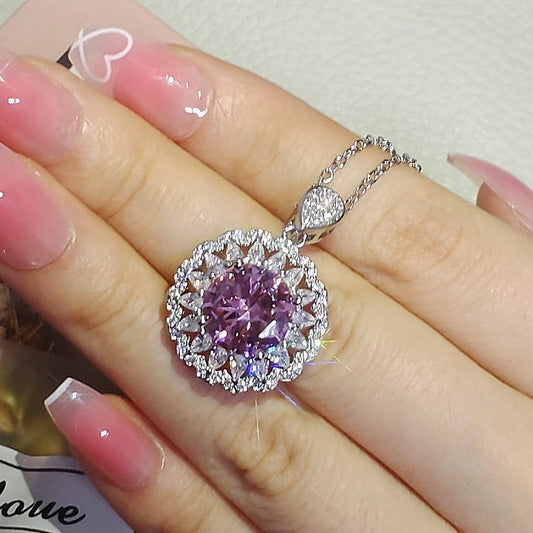 MyClosetAid sterling silver necklace with a sparkling purple gemstone pendant on a delicate chain